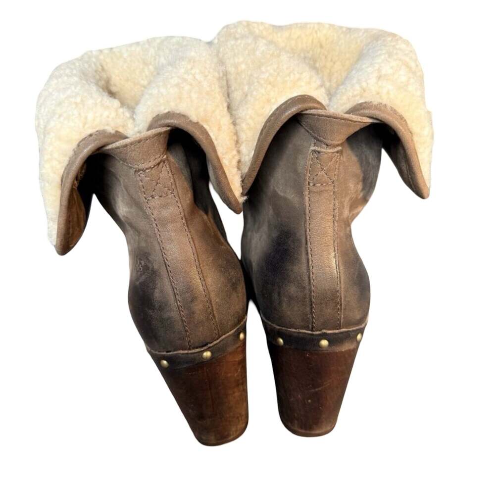 UGG Australia Brown Suede Shearling Clog Boots - Picture 4 of 7